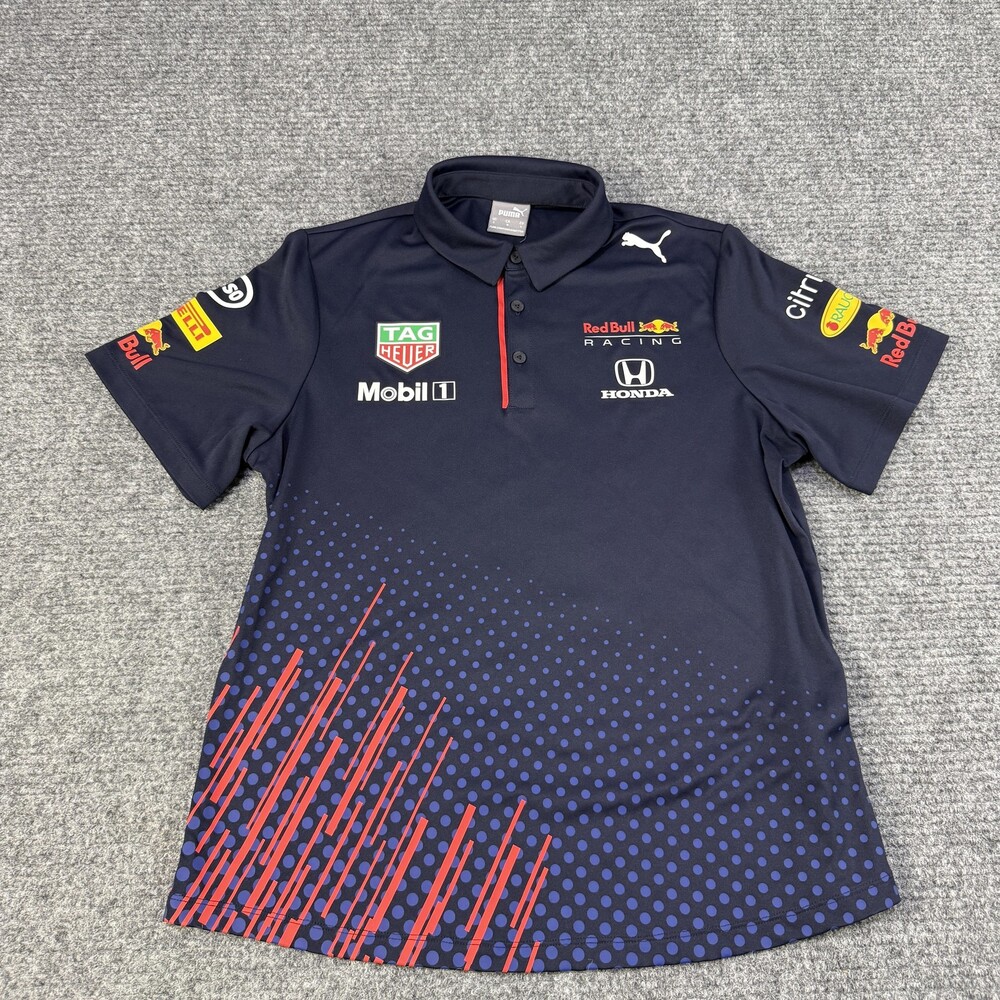 Red Bull Racing Honda Shirt Womens Large Blue Formula 1 Polo Puma Sponsor Team